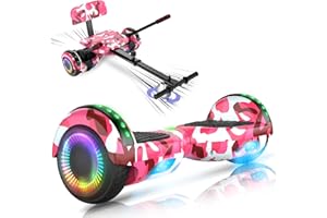 YHR Hoverboard with Seat Attachment - Go Kart Conversion Kit - 6.5" Wheels Kids Adults Hover Board with Bluetooth Speaker Lights Electric Self Balancing Scooter for Teens Girls Boys Gift