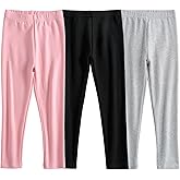 JWWN 3 Pack Girls Full Length Cotton Basic Leggings Kids Thermal Footless Layering Tights Pants 3-12 Years