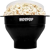 The Original Hotpop Microwave Popcorn Popper, Silicone Popcorn Maker, Collapsible Bowl BPA-Free and Dishwasher Safe- 20 Colors Available (Black)