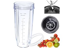 ABTER [New Model] Replacement 7 Fins Male Blade&32oz Blender Cup Compatible For Nutri Ninja Blender [4 Inch Male 7 Fins Blade]