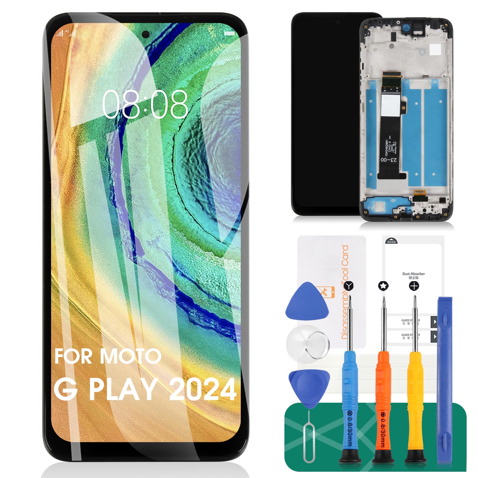 Photo 1 of for Motorola Moto G Play 2024 LCD Replacement Screen for Moto G Play 2024 Screen Repair Kits for Moto G Play Gen 3 LCD Display Touch Screen Digitizer Assembly Repair Kits with Frame