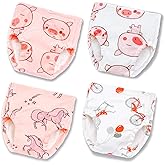 Joyo roy Soft Potty Training Pants 4 Packs Reusable Toddler Underwear Girls 5T 100% Cotton Absorbent Kid Confident Potty Training Underwear for Girls Waterproof Pee Pants with Potty Training Chart