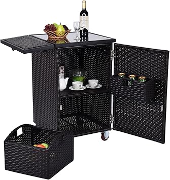 Amazon Com Lotus Analin Rattan Wicker Kitchen Trolley Cart Patio