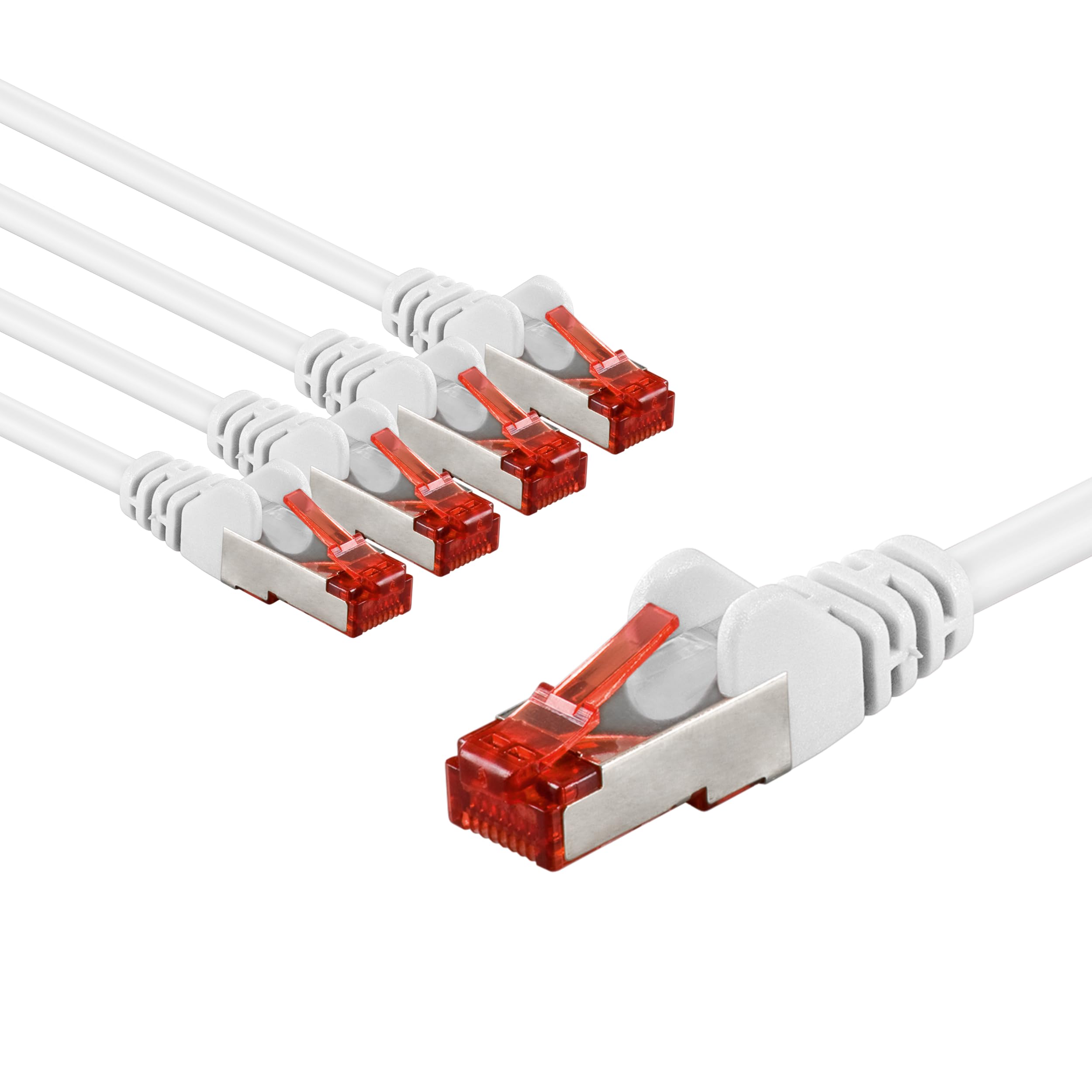 goobay 65984 CAT6 Network Cable Set of 5/Patch Cable Shielded S/FTP/CU Ethernet Cable, PiMF, LSZH/Cat 6 Cable with 10 Gbits/White / 5x 3 m