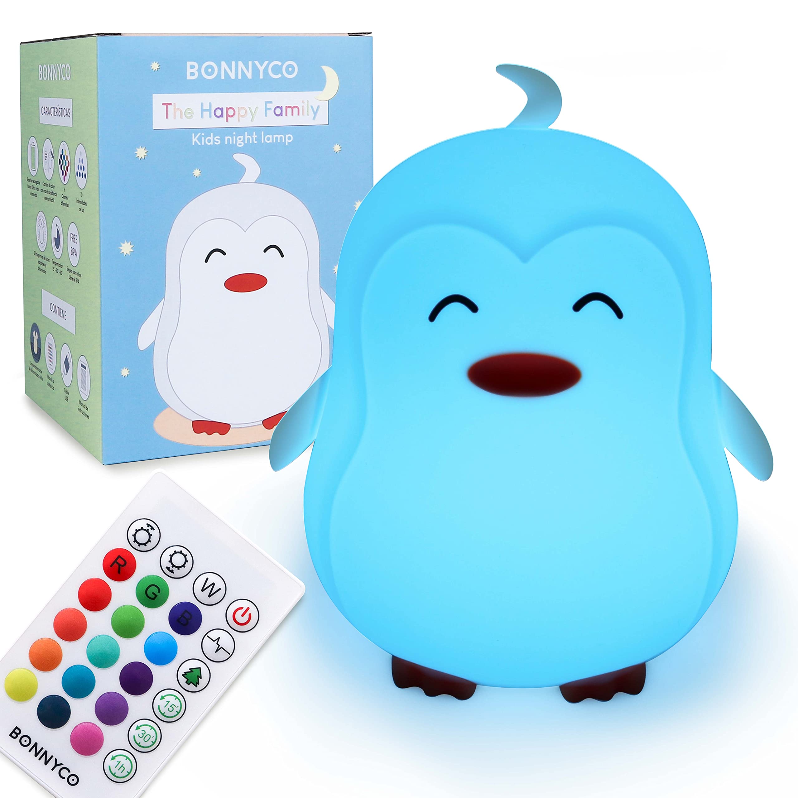 Children's Night Light With Remote Control And Touch Function 9 Colours - Bonnyco Coche Baby Night Light with Timer, Children's Light Made of Silicone 100% Safe, Gifts for Babies, Children and Girls