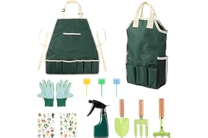 12pcs Gardening Tools Set, Kids Gardening Kit with Fork, Shovel, Rake, Bag, Bottle, Glove, Apron, Kids Gardening Tool