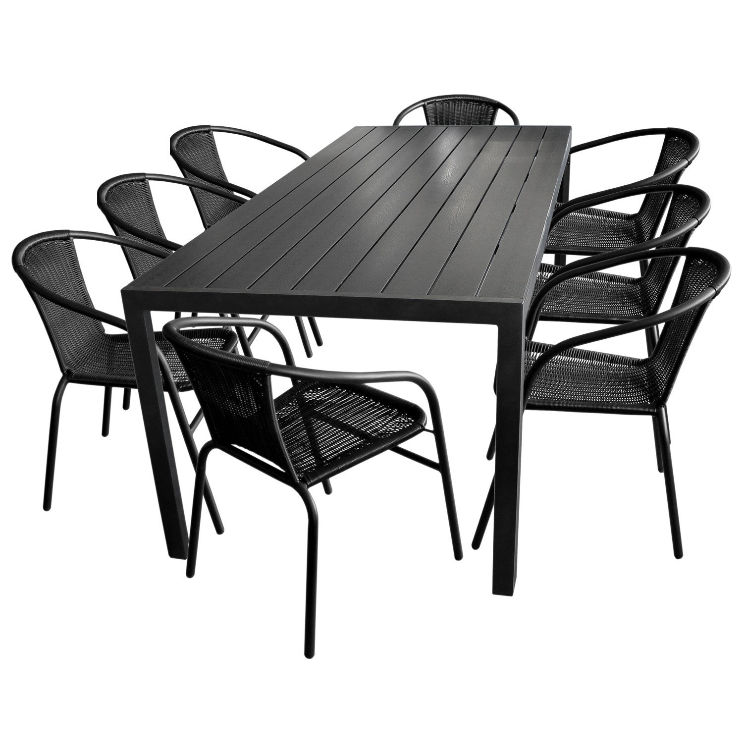 9tlg. Gartengarnitur Aluminium Polywood / Non Wood Gartentisch 205x90cm