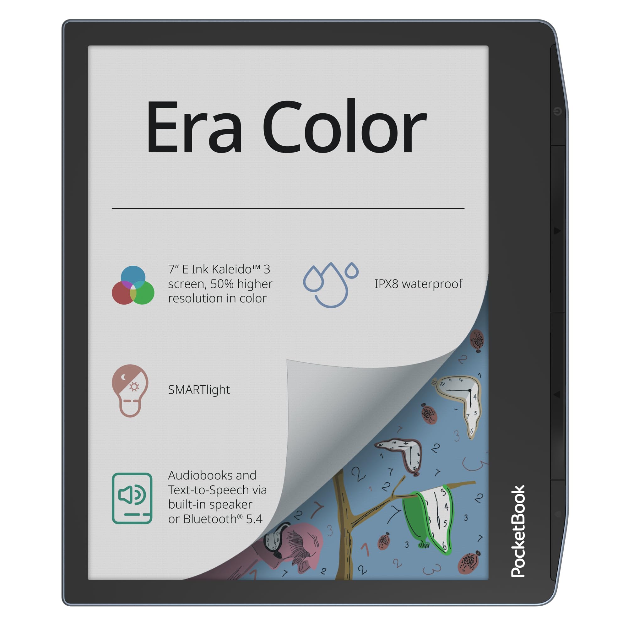 PocketBook Era Color E-Reader with Flip Cover | Eye-Friendly 7'' E-Ink Kaleido 3 Touch-Screen | Audio-Book & E-Book Reader | Waterproof | Text-to-Speech Function | Stormy Sea