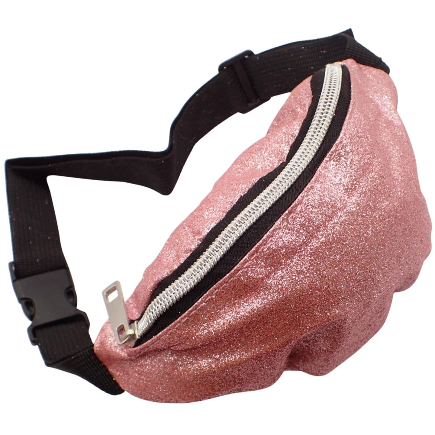 Topkids Accessories Kids Small Bumbags Bum Bag Bumbag Bum-Bag Waist Bag Rabbit Bum Bag Rainbow Bum Bag Glitter Bumbags with Adjustable Belt Fanny Pack for Kids, Boys, Girls (Glitter Pink)