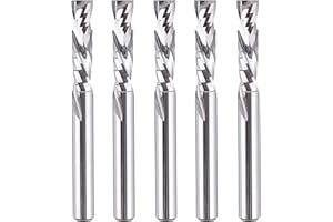 SpeTool 5PCS 1/4" Shank Compression Bit Set with 1/4" Cutting Diameter,Carbide UP Down Spiral Router Bits for CNC Wood Router
