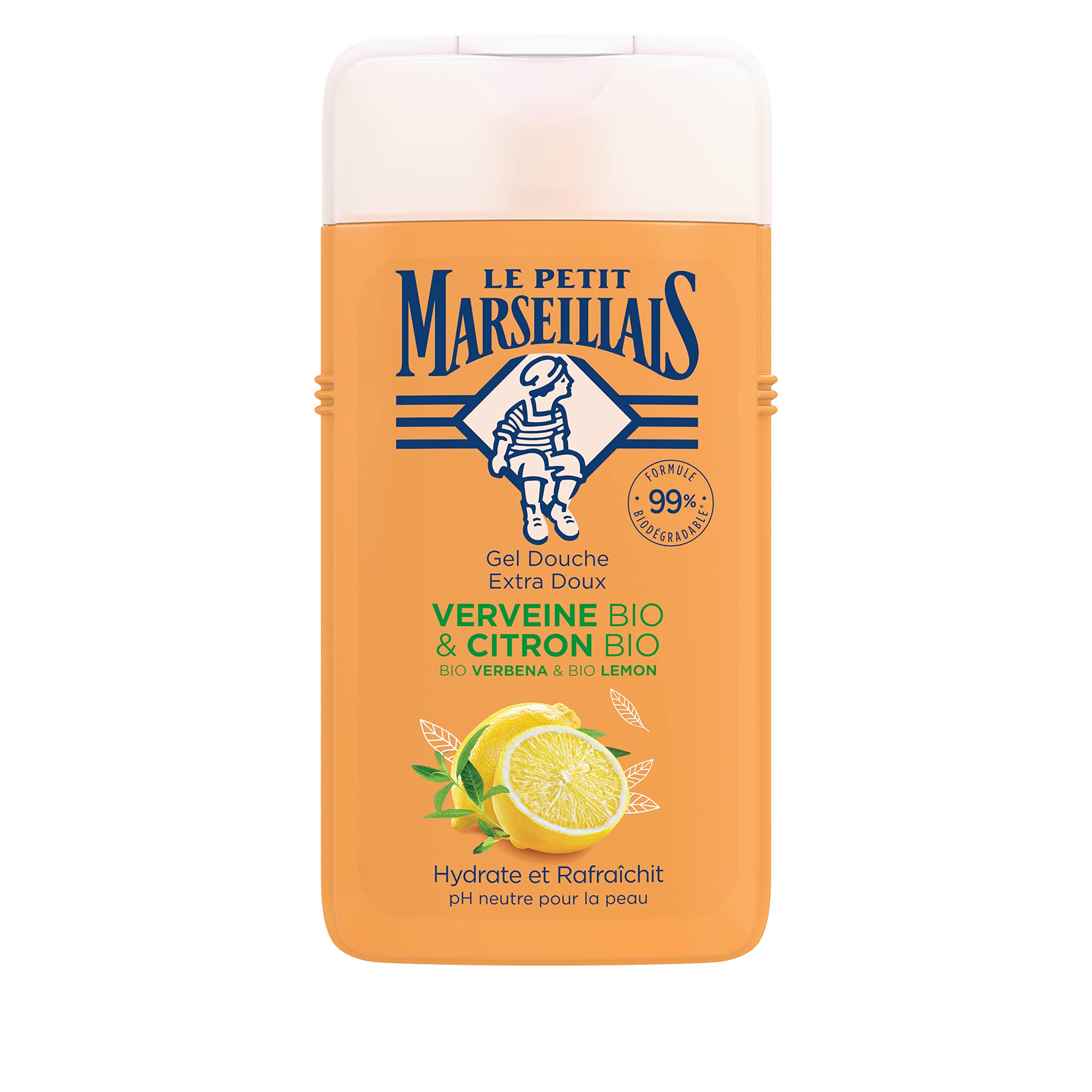 Le Petit Marseillais Shower Gel Organic Verbena and Organic Lemon (250 ml), pH Skin-Neutral Shower and Gentle Aroma Shower with Particularly Pleasant Fragrance, Moisturises and Refreshes