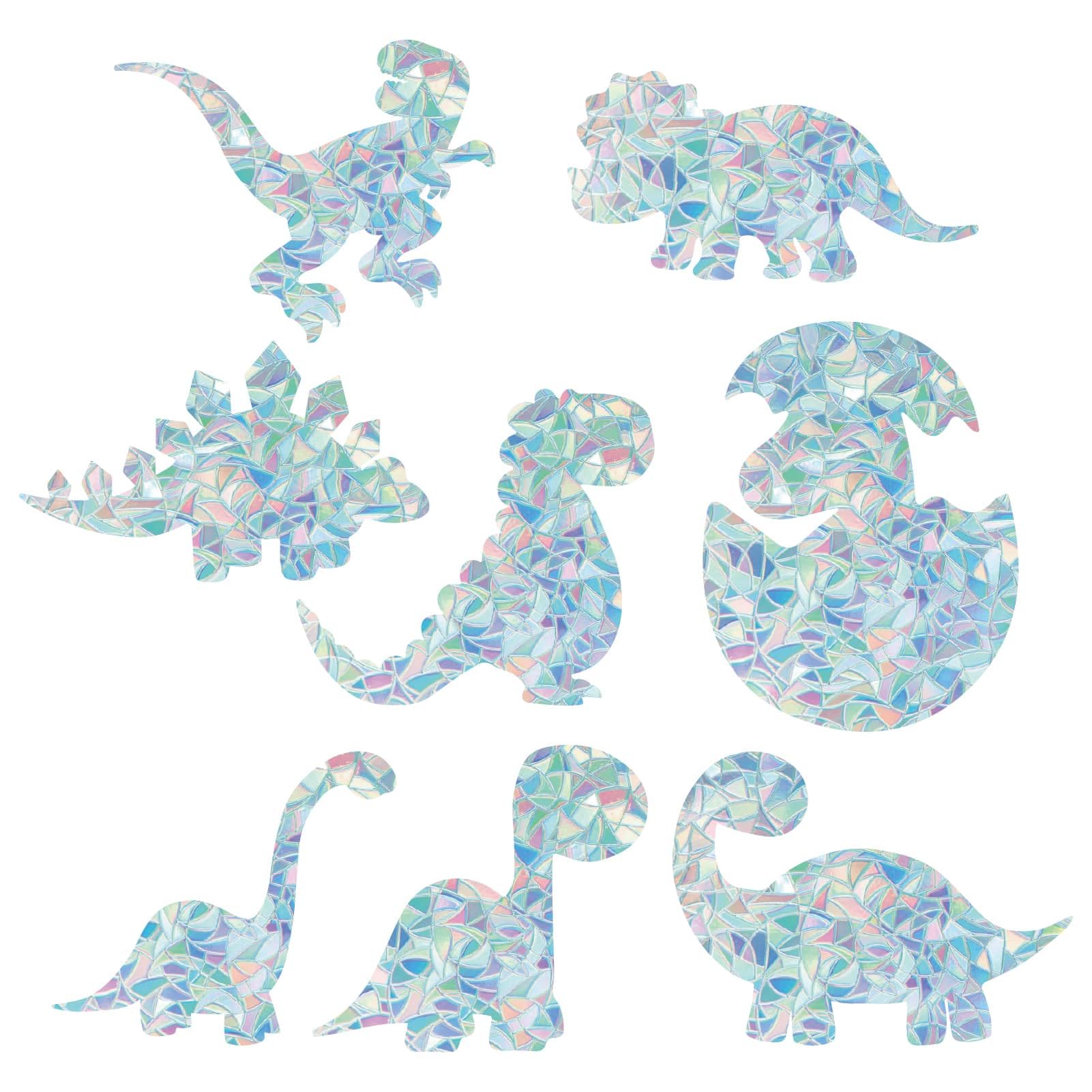 GORGECRAFT 16pcs Dinosaur Window Clings 8 Styles Large Rainbow Window Clings 3D Decorative Window Film Dinosaur Anti-Collision Window Stickers Door Window Static Decals Sun Catcher for Kitchen Bedroom