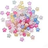 Magibeads 100Pcs Glow in The Dark Star Beads Acrylic Glitter Pentagram Pony Beads UV Kandi Spacer Beads for Women Crafts DIY Friendship Bracelets Jewelry Making Supplies 10x10.5mm