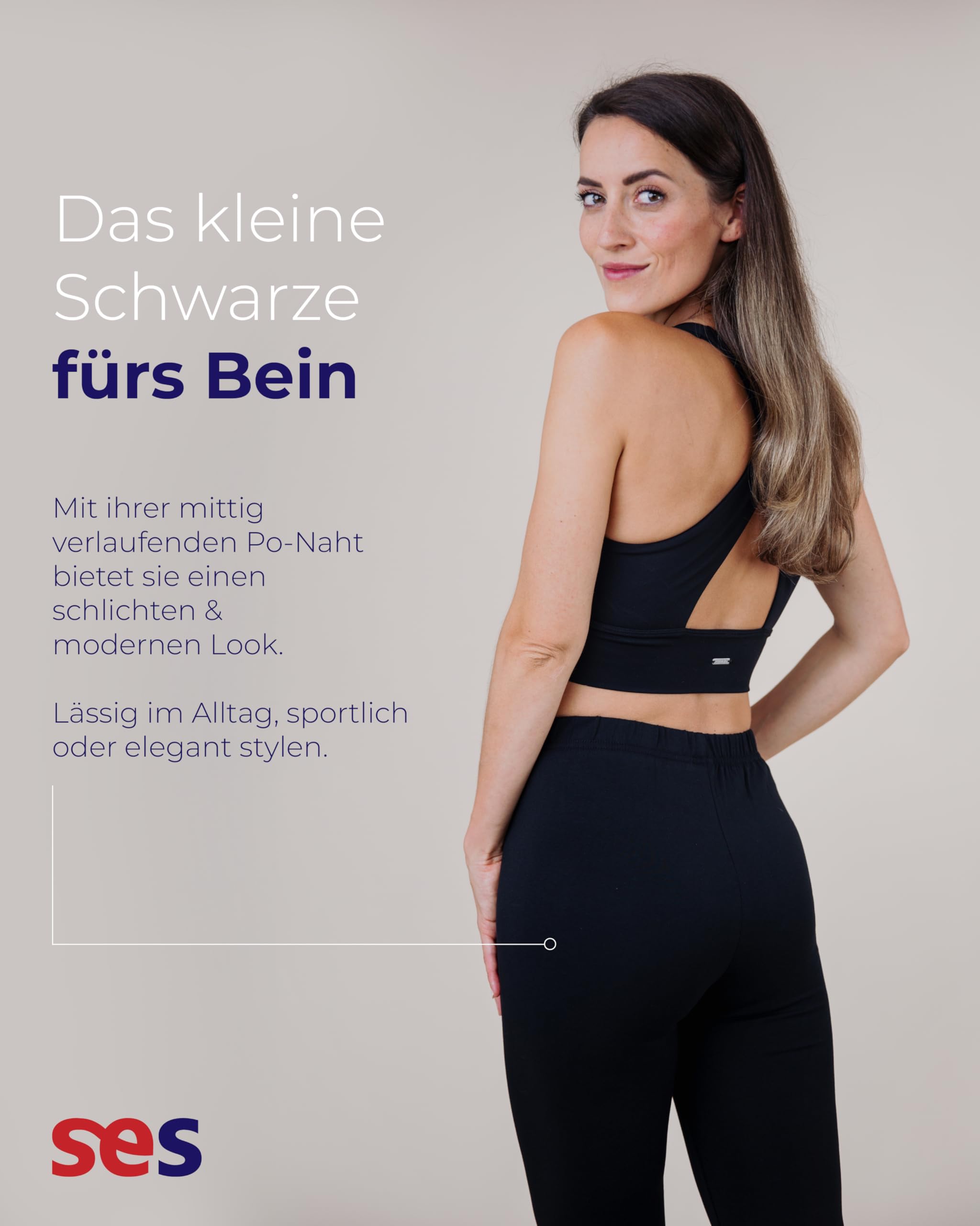 SES Capri Leggings Damen Schwarz (44/46) 2er Pack aus Baumwolle/blickdichte Damen Capri-Leggings/elastische Damen Leggins 3/4 lang Baumwolle/Damen Capri Leggings mit Perfekter Passform 6