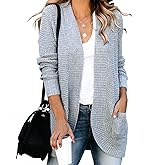 Saodimallsu Womens Loose Open Front Cardigan Long Sleeve Casual Lightweight Soft Knit Sweaters Coat with Pockets