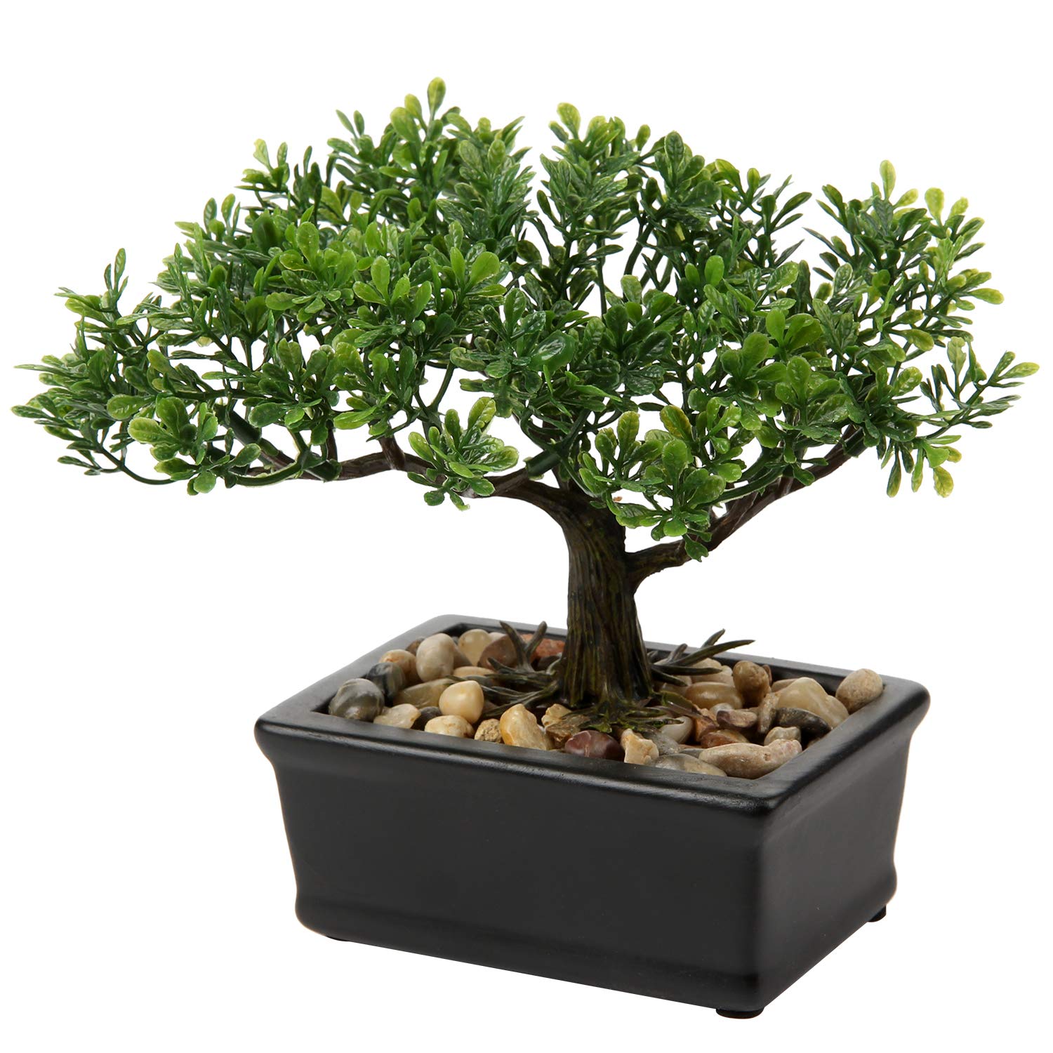 Briful 6.49" Artificial Bonsai Tree Fake Plants Japanese Bonsai Decoration Artificial Plant Indoor Potted Faux Pine Plants for Indoor/Outdoor Home Office Desk Décor