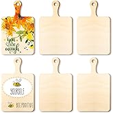 Yalikop 6 Pieces Mini Wooden Cutting Board with Handle Paddle Chopping Board Small Kitchen Serving Wooden Cooking Butcher Block for Christmas DIY Home Kitchen Cooking Vegetables Decor(9.1 x 5.5 Inch)