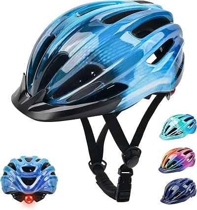 LEPESFON Kids Bike Helmet 50-57CM with Light & Visor for Boys Girls Cycling