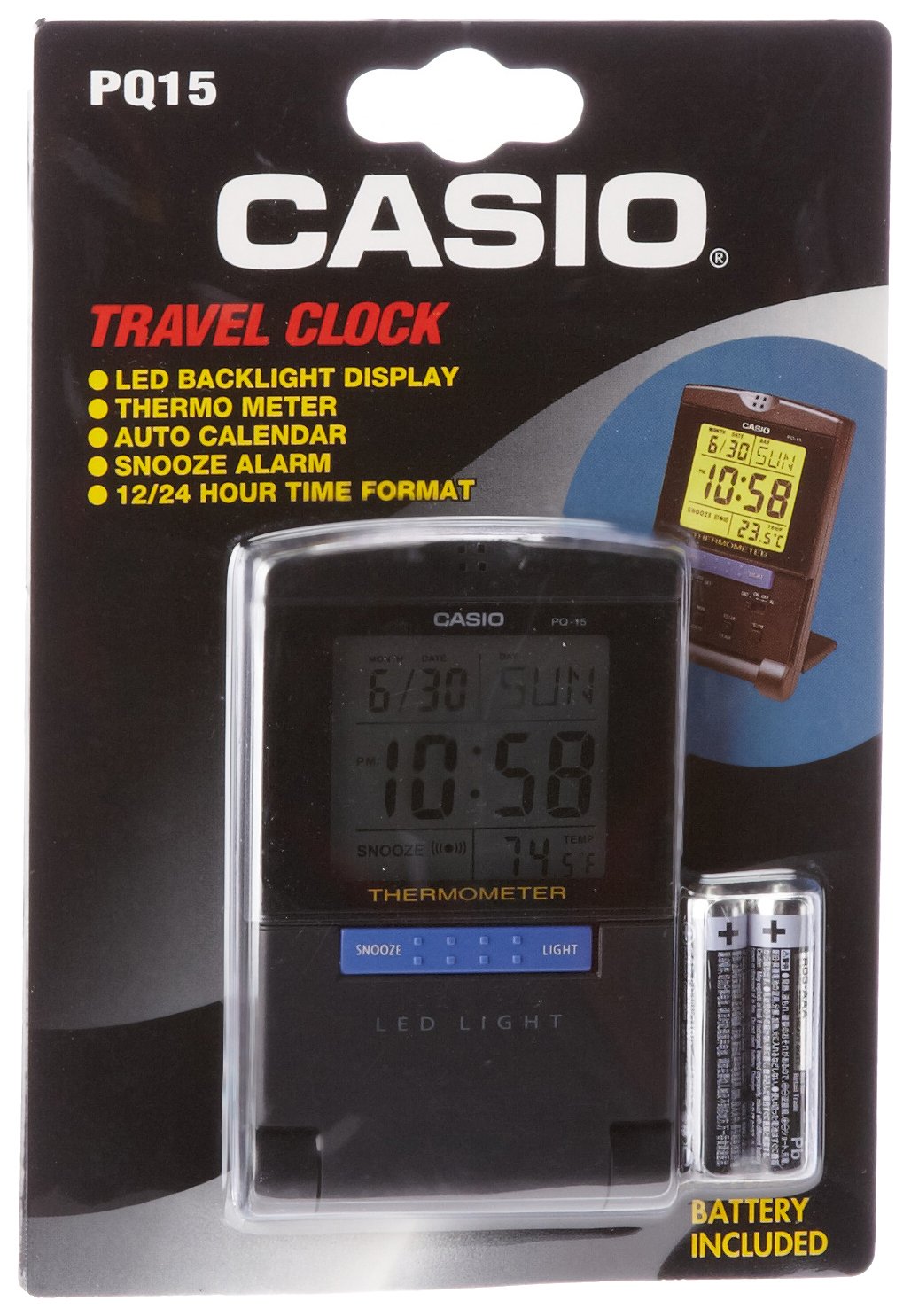 Casio PQ151K Travel Alarm Clock with Thermometer 102930377716 eBay