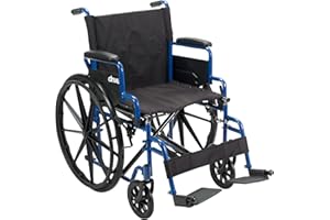 Drive Medical Blue Streak Wheelchair with Flip Back Desk Arms, Swing Away Footrests,FoldingDesk Length Arms, Alloy Steel, 20 Inch Seat