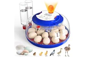 MEGAPUXIN Incubators for Hatching Eggs, 18 Eggs Incubators with Egg Candler, Automatic Egg Turner, Temperature & Humidity Control, Full Viewing for Chicken, Duck, Quail, Goose, Parrot and Pigeon
