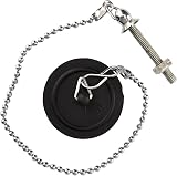 Merriway BH04749 Basin Plug 38mm Black with 300mm Chrome Chain & Stay view 3