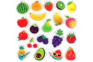 TEVXJ 20 PCS Fruits Thick Gel Clings Fruits Window Gel Clings Decals Stickers for Kids Toddlers and Adults Home Airplane Classroom Nursery Fruits Party Supplies Decorations Removable and Reusable