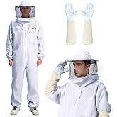 Prorofessional Bee Suit for Men & Women Sting Proof, Round Veil Beekeeping Suits with Glove, Vented Beekeeper Suit for Backyard, Adult Bee Suits for Apiarist Work(XXL fit 5'11''-6'3'')