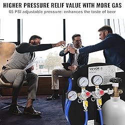 VEVOR CO2 Regulator Gauge with 0-60PSI, Heavy Duty