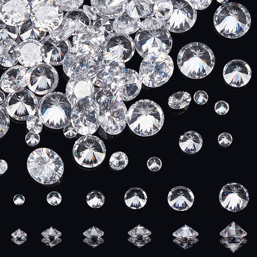 PH PandaHall 120pcs 6 Sizes 3mm-8mm Clear Cubic Zirconia Stone Loose CZ Stones Faceted Cabochons for Earring Bracelet Pendants Jewelry DIY Craft Making