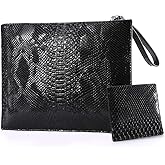 NIGEDU Women Clutches Fashion Snakeskin PU Leather Party Envelope Purse Bag with Hand Strap