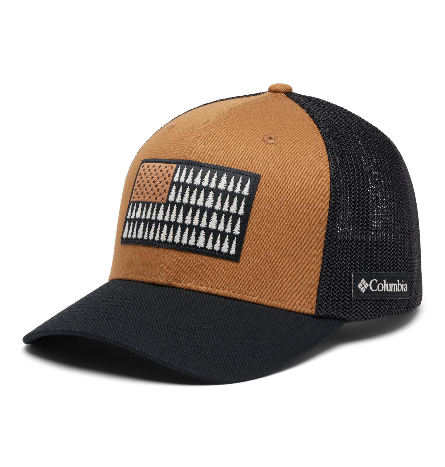 Columbia Unisex Tree Flag Mesh Ball Cap, Camel Brown/Black, Large/X-Large Image