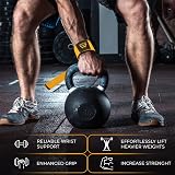 WFX Weight Lifting Straps Wrist Support Padded Neoprene Gym Yellow view 6