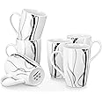 VEWEET Coffee Mugs Set of 6, 16 OZ Large Coffee Cups Set, White Mug Sets Ceramic Mugs Set with Big Handle, Microwave Dishwasher Safe, Series Fiona