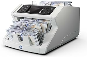 Safescan 2210 Money Counter Machine with Counterfeit Detection, Multi-Currencies, Add/Batch Modes, LCD-Display, High-Speed Counts and Sorts 1,000 bills per minute, 2 Point Counterfeit Check