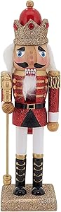 Fennco Styles Handmade Wood Creative Christmas Figurine - Red Glitter Soldier Nutcracker for Christmas Décor Holiday, Home, Tabletop and Kids Room Decorations
