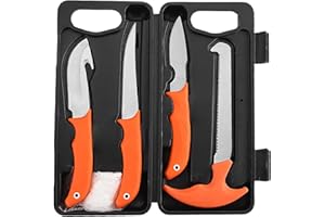 NEW VIEW Hunting Knife Set, 6-Piece Game Field Dressing Kit for Deer Processing, Hunter Gifts Includes Skinning Boning Knives, Gut Hook, Bone Saw, Gloves, Case