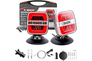 QIPECO 2025 Upgrade wireless trailer lights magnetic, Rechargeable Tail Tow Lights Kit, for Camper Boat Caravan Turn Signal Brake Reverse Stop, IP67 Waterproof w/h Powerful Suction Base