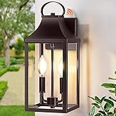 MYHXQ 15" Dusk to Dawn Outdoor Wall Lantern 2-Light, Outside Modern Wall Sconce Light Fixture, Industrial Porch Light Wall Mo