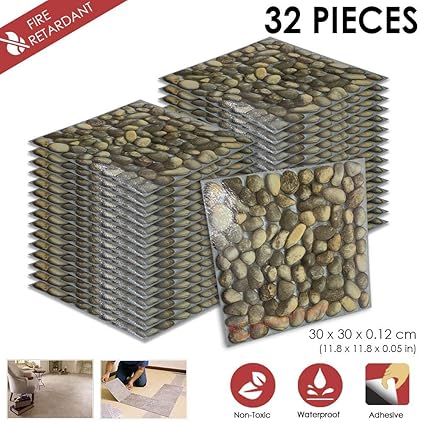 32 Pcs Peel And Stick 11 8 X 11 8 X 0 05 In Home Furnishings F