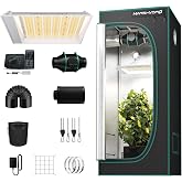 MARS HYDRO 2x2ft Grow Tent Kit with TS600 100W Full Spectrum LED Grow Light | with 24"x24"x56" High Reflective Grow Tent 4" Automatic Ventilation Complete System