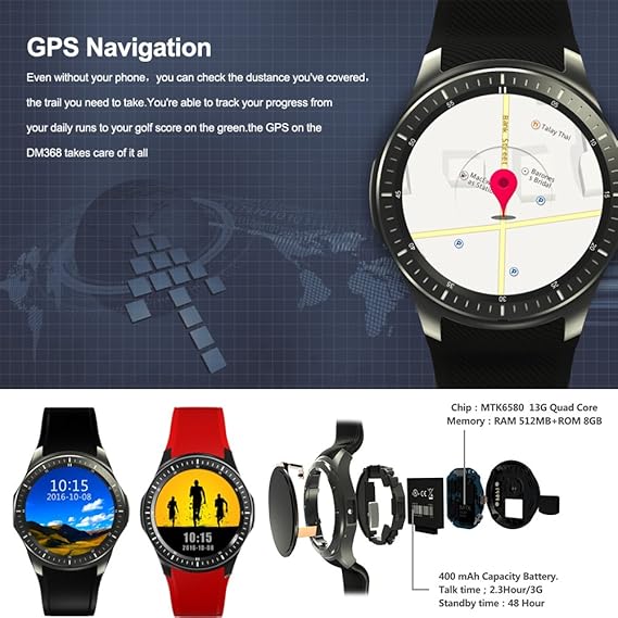 TECKEY DM368 Multi-idioma Bluetooth Reloj Inteligente MTK6580 ...