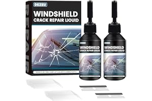 DEZEU 2026 Windshield Crack Repair Kit,2 Bottles Glass Crack Repair Kit,5MinQuick-Glass Repair Liquid,Long-Lasting for Windshields, Windows, Mirrors,All Crack Types Windshield Repair Kit.(Shiny black).