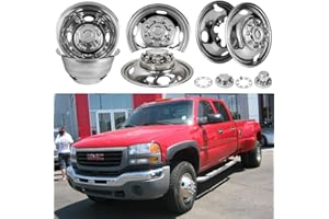 BOOGADEE Set of 4 16inch Stainless Steel Dually Wheel Simulators, 8 Lug 4 Hand Hole Hubcaps Cover Fit for 74-00 Chevy GMC 3500, 74-98 Ford F350, 08-21 Ford E350/E450 Van, 74-99 Dodge Ram 3500 608FV