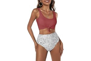 ZAFUL Women's High Waisted Bikini Scoop Neck Swimsuit Two Pieces Bathing Suit