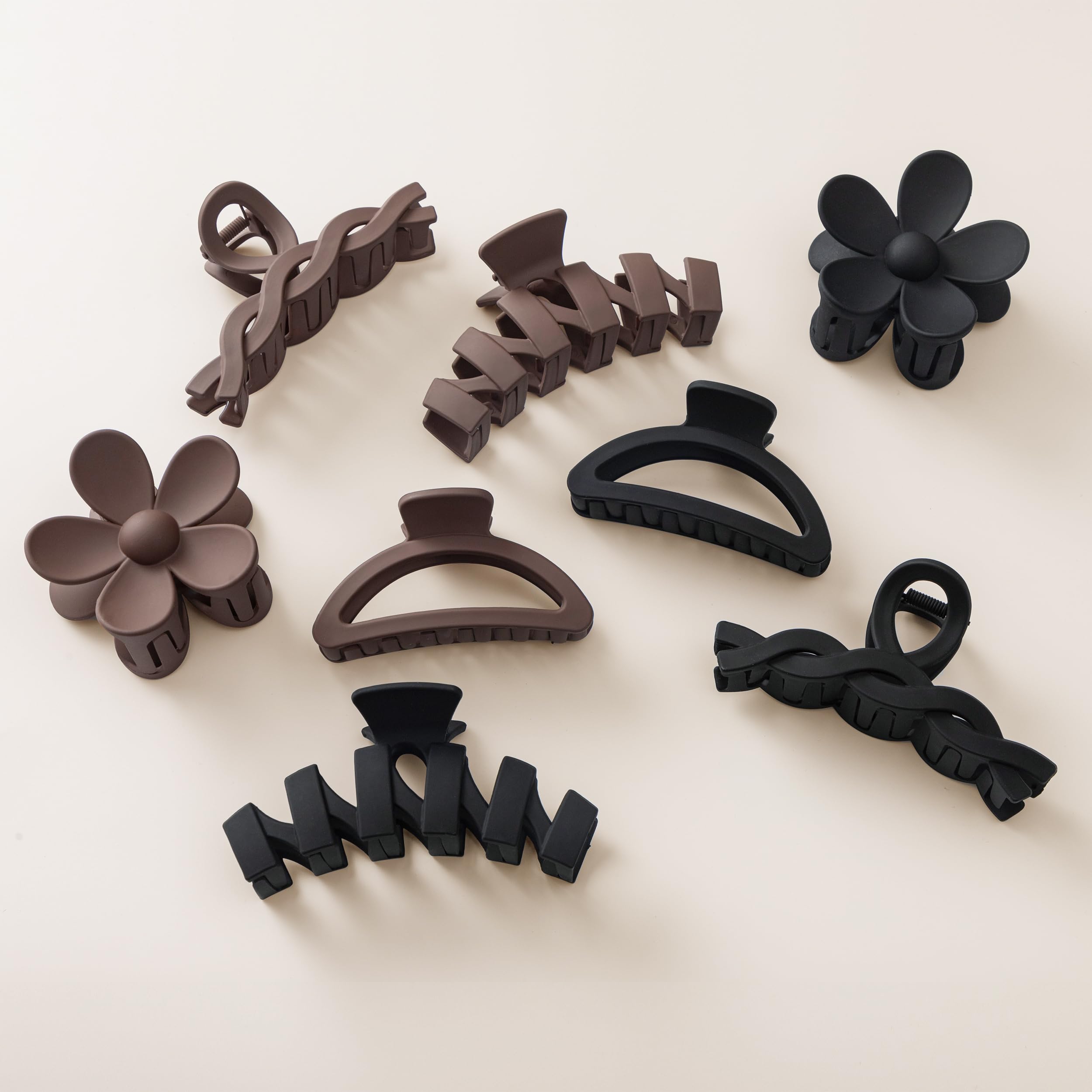 Photo 1 of 8PCS Hair Clips for Women, Flower Claw Clips for Thick Hair, Non-Slip Hair Accessories with Multi-Styles, Neutral Colors Hair Claw Clips and Variety Pack, Ideal for Girls