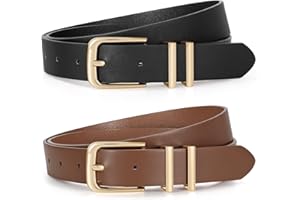 JASGOOD 2 Pack Women Belts For Jeans Pants Dresses Ladies Leather Waist Belts