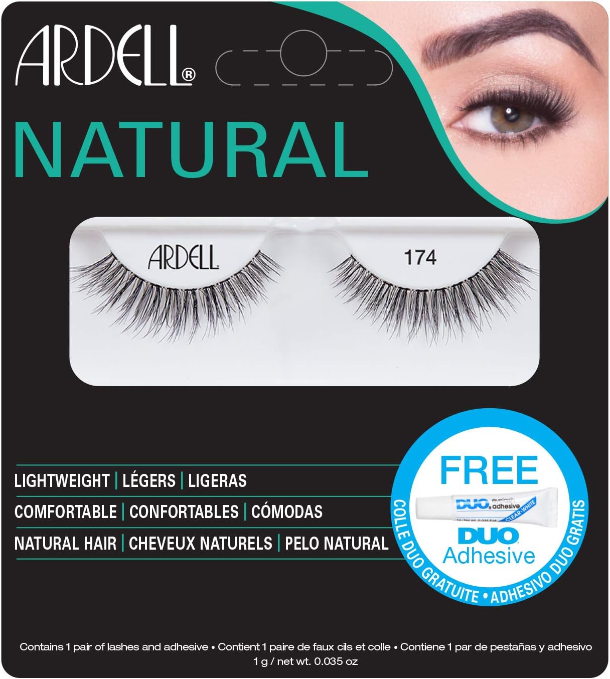 Ardell Natural 174 False Eyelashes, Vegan Friendly, 1 Pair (Pack of 1), BLACK