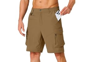 HUGUT Men's Hiking Cargo Shorts Quick Dry Lightweight Travel Shorts with Multi Pockets for Fishing Camping Golf