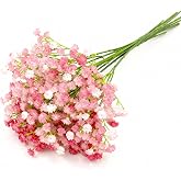 Solivya 6 Pcs Babys Breath Artificial Flowers, Fake Babys Breath Flowers for Wedding Floral Arrangement Party Decor, Pink
